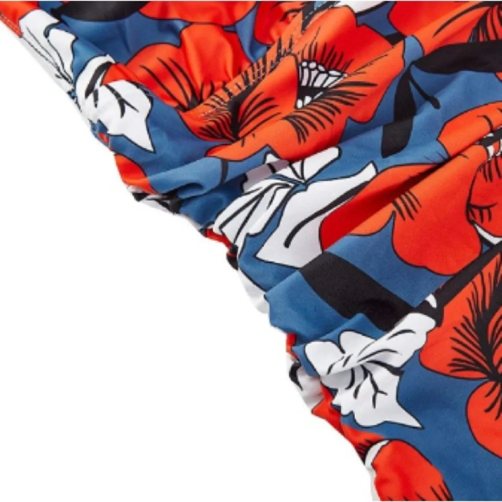 2BPrity Women's Blue & Red Floral Halter One Piece Swimsuit Size Medium (10) - Picture 8 of 10